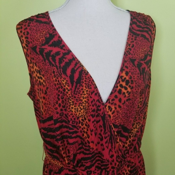 EUC Lane Bryant Animal Print Faux Wrap Dress - Size 14 - Picture 2 of 4